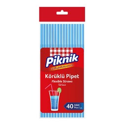 1357-P Piknik Bendy Straws 40 pcs - Thumbnail