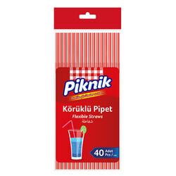 1357-P Piknik Bendy Straws 40 pcs - Thumbnail