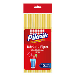 1357-P Piknik Bendy Straws 40 pcs - Thumbnail