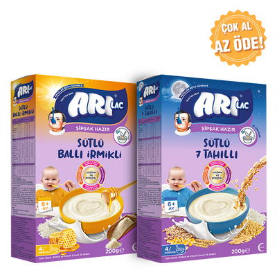 Arılac - Arılac 7 Tahıllı Gece Kaşık Maması 200 grr + Ballı İrmikli Kaşık Maması 200 grr