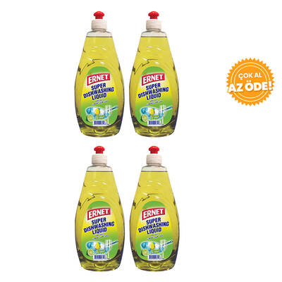 Ernet - Ernet Bulaşık Deterjanı Citrus 735 ml 4'lü