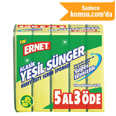 1086-E Ernet Heavy Duty Scrub Sponges 5 Pcs - 1