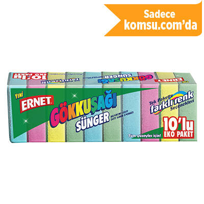 1082-E Ernet Raınbow Heavy Duty Scrub Sponges 10 Pcs - 1
