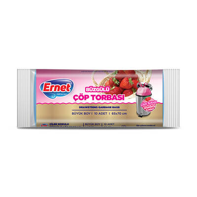 Ernet Büzgülü Çöp Torbası Çilek Büyük Boy 10'lu - 1