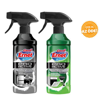 Ernet - Ernet Pro Active Paslanmaz Çelik & Ankastre Temizleyici 435 ml + Fırın & Izgara Temizleyici 435 ml