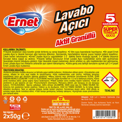 Ernet Lavabo Açıcı Granül 2x50 g - 2