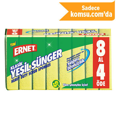 Ernet - Ernet Klasik Yeşil Sünger 8'li