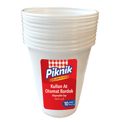 Piknik - 1481-P Piknik White Plastic Cups 10 Pcs