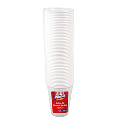 Piknik - 1540-P Piknik White Plastic Cups 50 Pcs