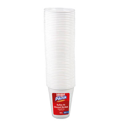 Piknik - 1540-P Piknik White Plastic Cups 50 Pcs