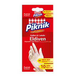 Piknik - 1399-P Piknik Disposable Latex Gloves 10 Pcs (Medium)