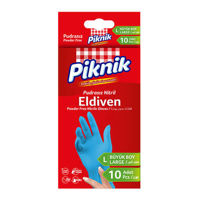 1575-P Piknik Powder Free Nitrile Gloves (L) 10 Pcs - 1