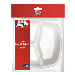 Piknik - Piknik Foam Plates with 3 Compartment 5 Pcs