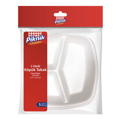 Piknik - Piknik Foam Plates with 3 Compartment 5 Pcs