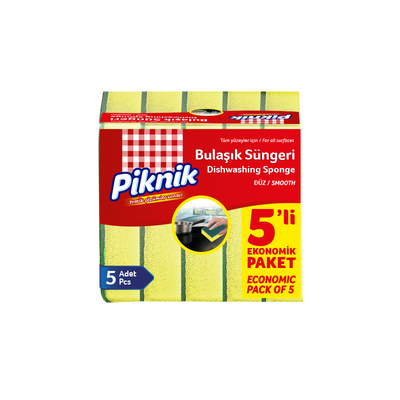 Piknik - Piknik Bulaşık Süngeri Düz Yeşil 5'Li