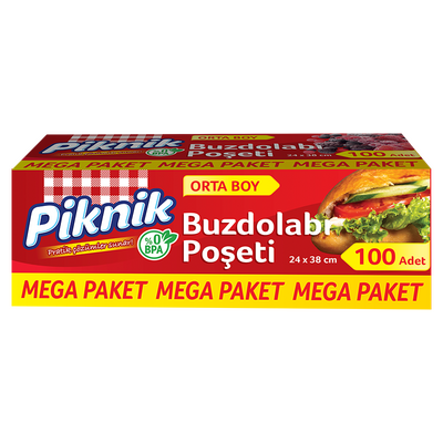 Piknik - Piknik Buzdolabı Poşeti Orta-Mega 100'Lü