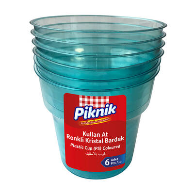 Piknik - Piknik Kristal Bardak Renkli 6'lı