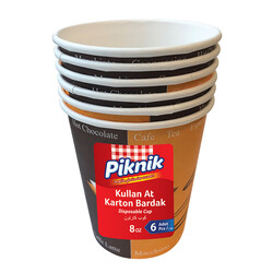 Piknik - Piknik Karton Bardak 8 OZ 6'lı